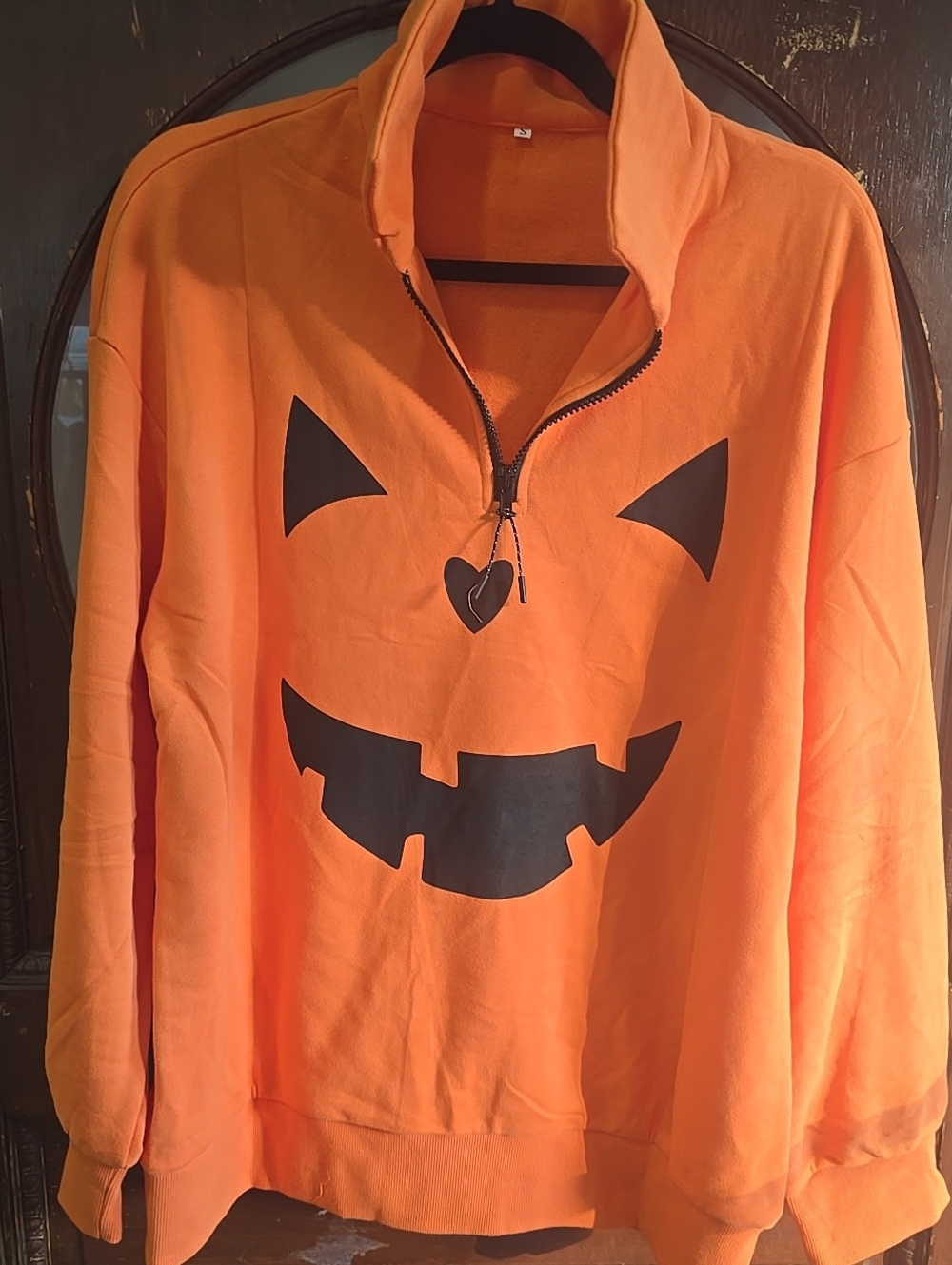 Orange Halloween Pumpkin Face Pullover Jacket